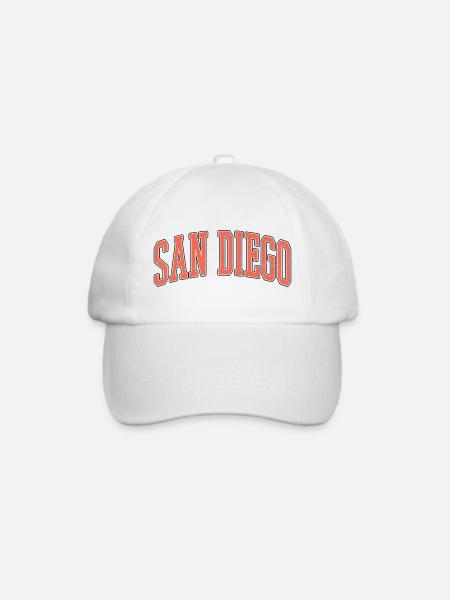 San Diego Blockschrift Design - Baseballkappe - Weiß/Weiß