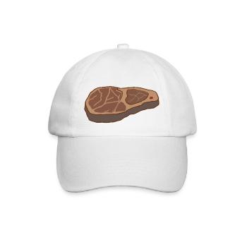 Steak Fleisch Rindfleisch Essen und Grillen - Baseballkappe - Weiß/Weiß - Vorne