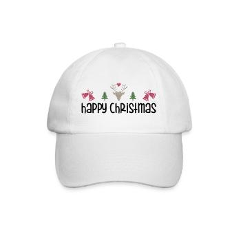 Happy Christmas - Baseballkappe - Weiß/Weiß - Vorne