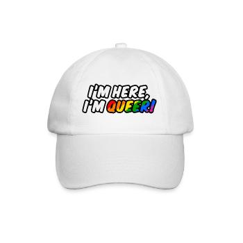 I'm here, I'm queer! - Baseballkappe - Weiß/Weiß - Vorne