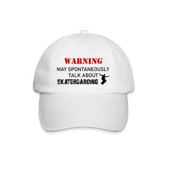 Warnung Talk über Skateboarding - Baseballkappe - Weiß/Weiß - Vorne