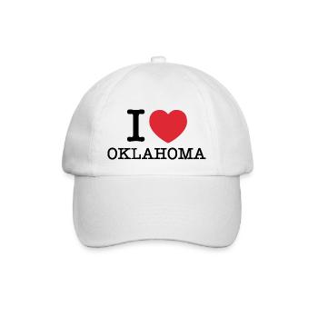 Ich liebe Oklahoma | Oklahoma | I Heart Oklahoma - Baseballkappe - Weiß/Weiß - Vorne