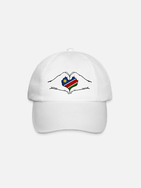 Namibia Flagge Herzform - Baseballkappe - Weiß/Weiß