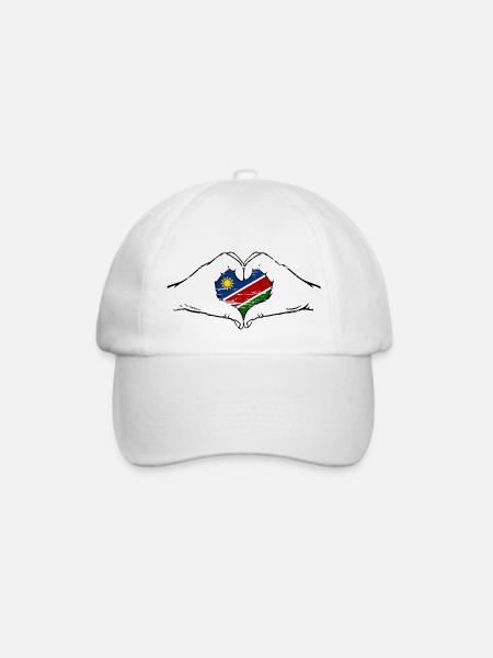 Namibia Flagge Herzform used - Baseballkappe - Weiß/Weiß