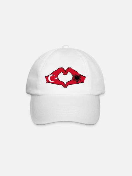 Türkei Albanien Herzform mit Hände - Baseballkappe - Weiß/Weiß