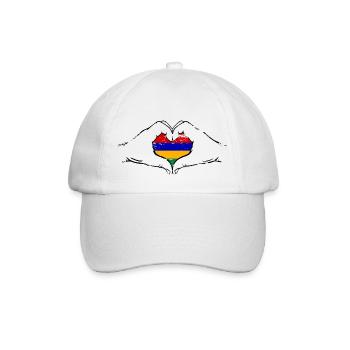 Mauritius Flagge Hände Herzform used - Baseballkappe - Weiß/Weiß - Vorne