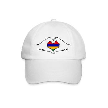 Mauritius Flagge Hände Herzform - Baseballkappe - Weiß/Weiß - Vorne