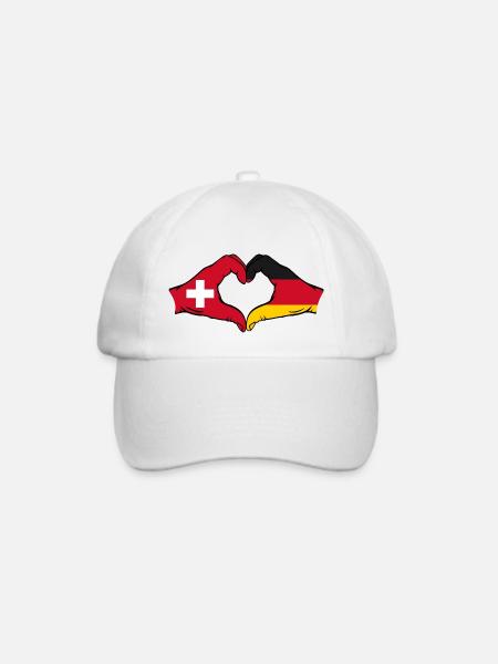 Schweiz Deutschland Flagge Hände Herzform - Baseballkappe - Weiß/Weiß
