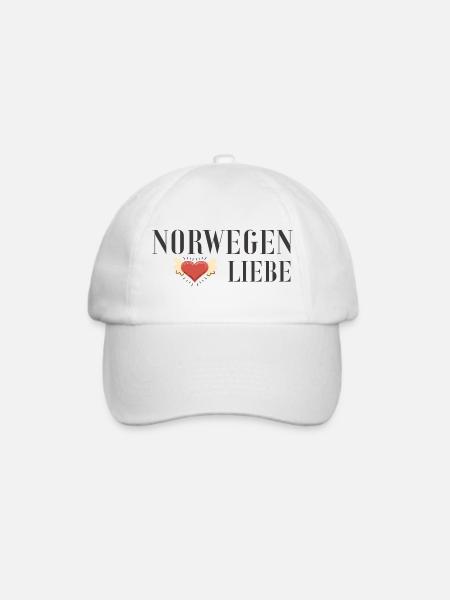 Norwegen Liebe Herzflügel - Baseballkappe - Weiß/Weiß