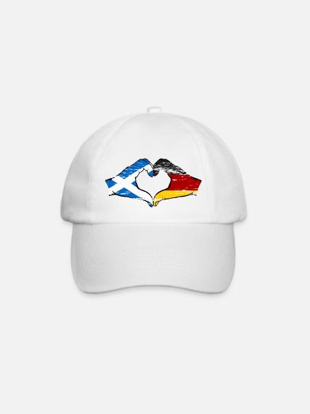 Schottland Deutschland Flagge Hände Herzform used - Baseballkappe - Weiß/Weiß