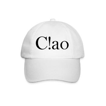 Ciao, Schriftzug mit Ausrufezeichen - Baseballkappe - Weiß/Weiß - Vorne