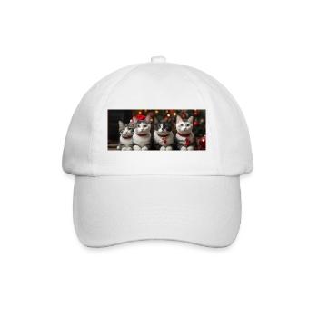 KI-Weihnachtskätzchen - AI-Christmas Kitten - Baseballkappe - Weiß/Weiß - Vorne