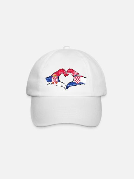Serbien Kroatien Flagge Hände Herzform used - Baseballkappe - Weiß/Weiß