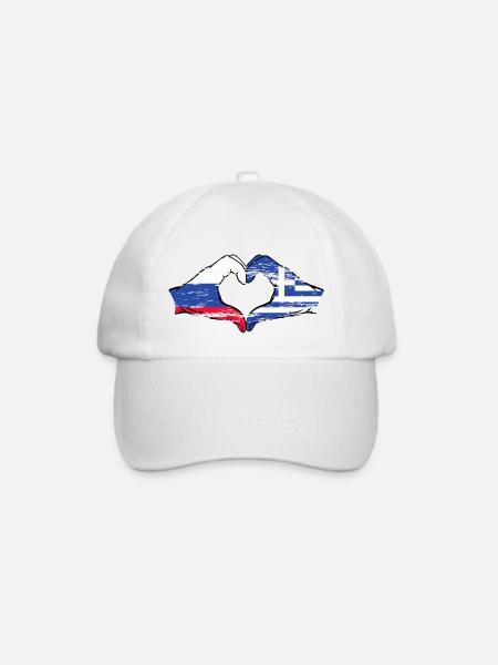 Russland Griechenland Flagge Hände Herzform used - Baseballkappe - Weiß/Weiß