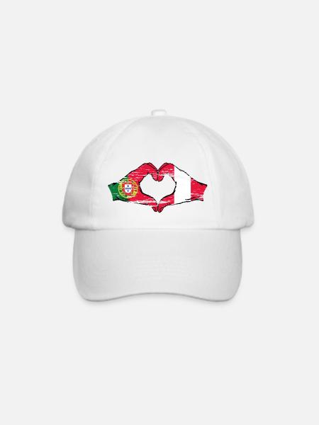 Portugal Peru Flagge Hände Herzform used - Baseballkappe - Weiß/Weiß