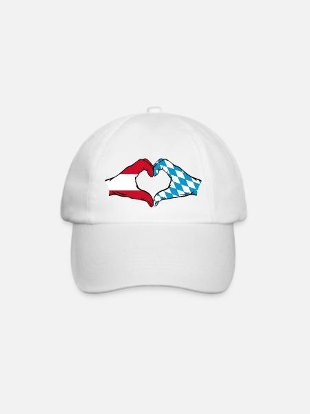 Österreich Bayern Flagge Hände Herzform - Baseballkappe - Weiß/Weiß