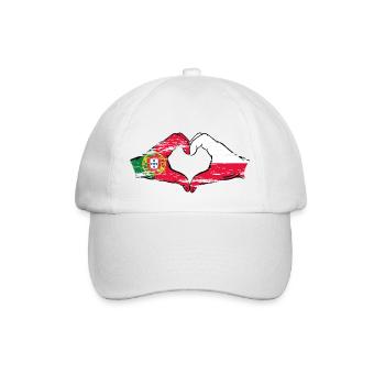 Portugal Polen Flagge Herzform used - Baseballkappe - Weiß/Weiß - Vorne
