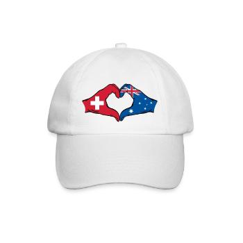 Schweiz Australien Flagge Herzform - Baseballkappe - Weiß/Weiß - Vorne