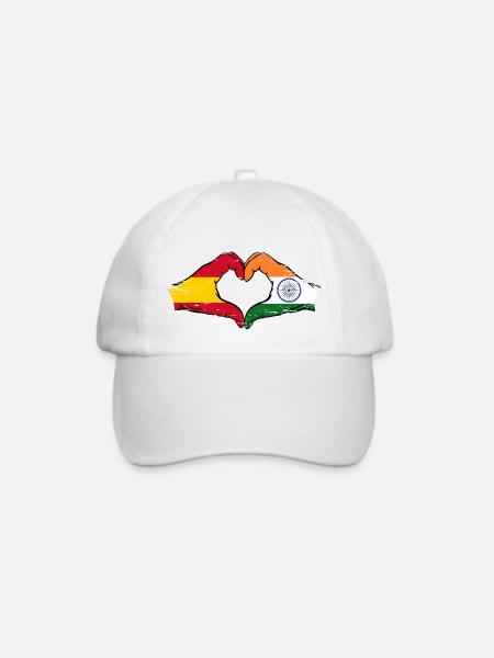 Spanien Indien Hände Herzform used - Baseballkappe - Weiß/Weiß
