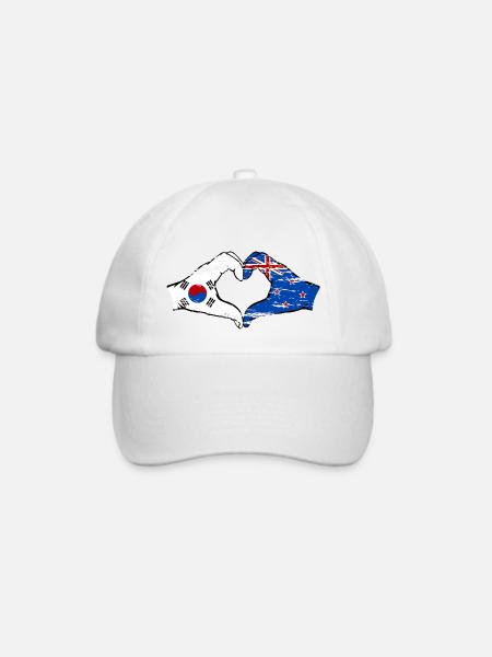 Südkorea Neuseeland Hände Herzform used - Baseballkappe - Weiß/Weiß