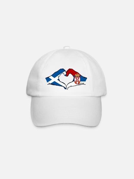Schottland Serbien Flagge Herzform - Baseballkappe - Weiß/Weiß