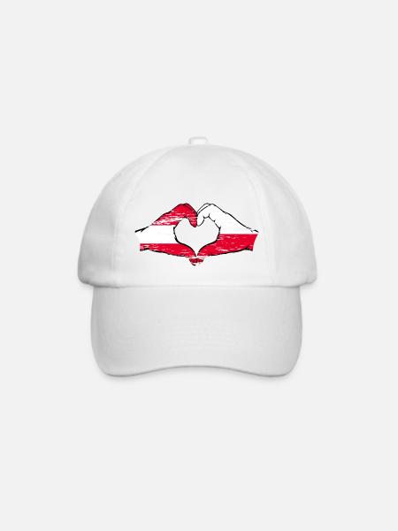 Österreich Polen Flagge Hände Herzform used - Baseballkappe - Weiß/Weiß