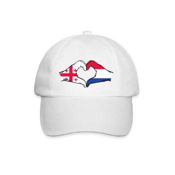 Georgien Holland Flagge Hände Herzform - Baseballkappe - Weiß/Weiß - Vorne