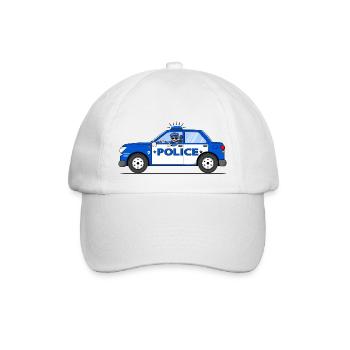 Polizeiauto Police mit Polizist Blau und Weiß - Baseballkappe - Weiß/Weiß - Vorne