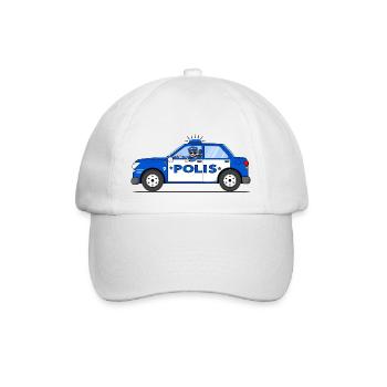 Polizeiauto mit Polizist in Blau und Weiß Polis - Baseballkappe - Weiß/Weiß - Vorne