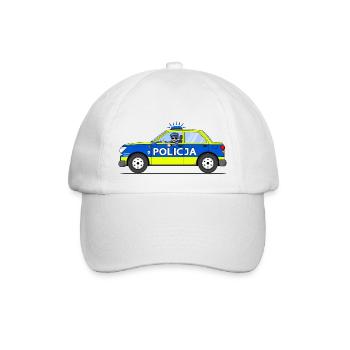 Polizeiauto Policja Polen Blau und Gelb - Baseballkappe - Weiß/Weiß - Vorne
