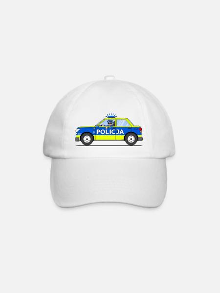 Polizeiauto Policja Polen Blau und Gelb - Baseballkappe - Weiß/Weiß