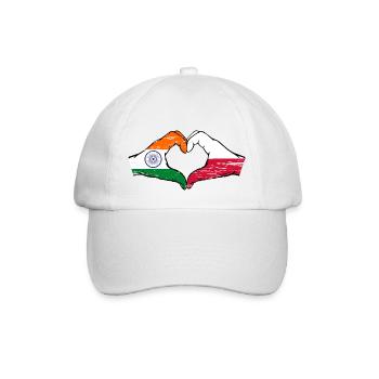 Indien Polen Flagge Hände Herzform used - Baseballkappe - Weiß/Weiß - Vorne