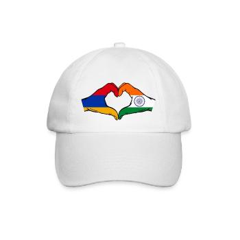 Armenien Indien Flagge Hände Herzform - Baseballkappe - Weiß/Weiß - Vorne
