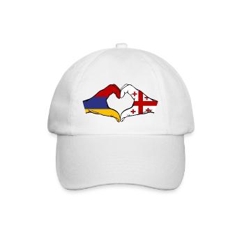 Armenien Georgien Flagge Hände Herzform - Baseballkappe - Weiß/Weiß - Vorne