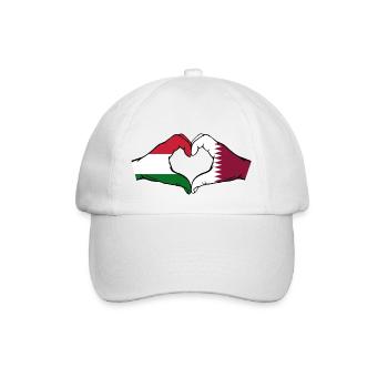 Ungarn Katar Flagge Hände Herzform - Baseballkappe - Weiß/Weiß - Vorne