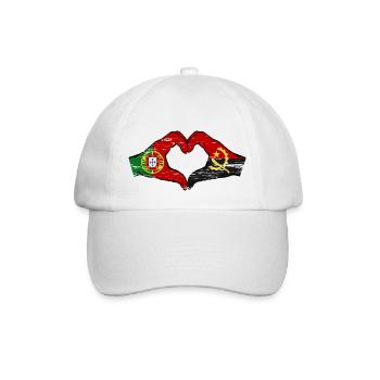 Portugal Angola Flagge Hände Herzform used - Baseballkappe - Weiß/Weiß - Vorne