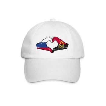 Russland Angola Flagge Hände Herzform used - Baseballkappe - Weiß/Weiß - Vorne