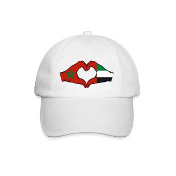 Marokko Vereinigte Arabische Emirate Herz - Baseballkappe - Weiß/Weiß - Vorne