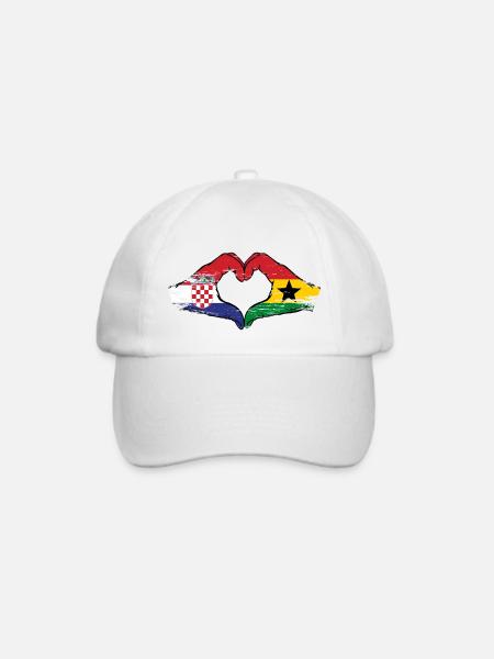 Kroatien Ghana Flagge Hände Herzform used - Baseballkappe - Weiß/Weiß