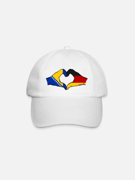 Bosnien Deutschland Flagge Hände Herzform - Baseballkappe - Weiß/Weiß