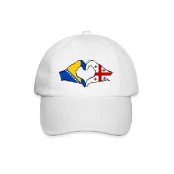 Bosnien Georgien Flagge Hände Herzform - Baseballkappe - Weiß/Weiß - Vorne