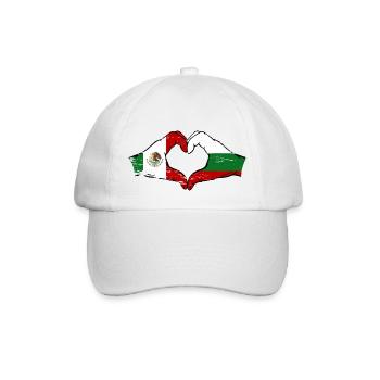 Mexiko Bulgarien Flagge Hände Herzform used - Baseballkappe - Weiß/Weiß - Vorne