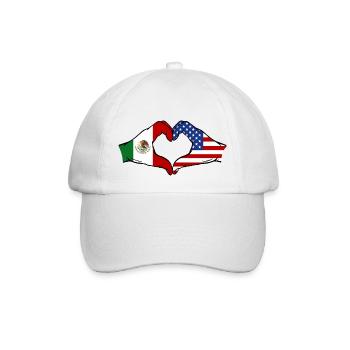 Mexiko USA Flagge Hände Herzform - Baseballkappe - Weiß/Weiß - Vorne