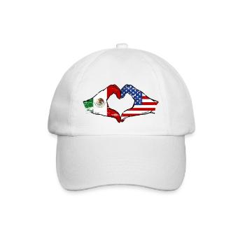 Mexiko USA Flagge Hände Herzform used - Baseballkappe - Weiß/Weiß - Vorne