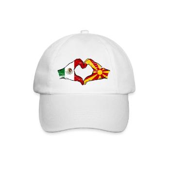 Mexiko Mezedonien Flagge Hände Herzform used - Baseballkappe - Weiß/Weiß - Vorne