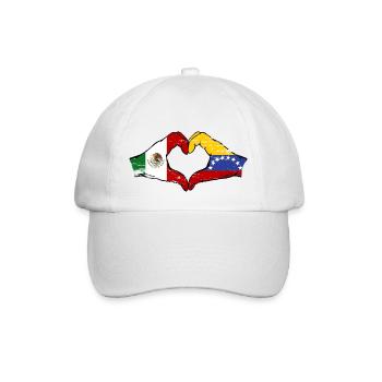 Mexiko Venezuela Flagge Hände Herzform used - Baseballkappe - Weiß/Weiß - Vorne