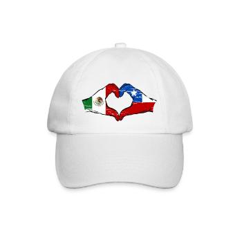 Mexiko Chile Flagge Hände Herzform used - Baseballkappe - Weiß/Weiß - Vorne