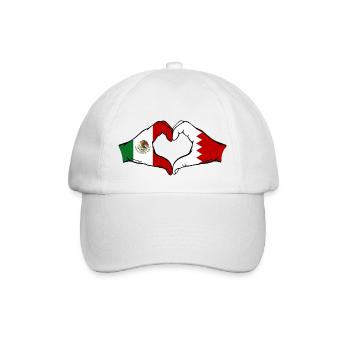 Mexiko Bahrain Flagge Hände Herzform used - Baseballkappe - Weiß/Weiß - Vorne