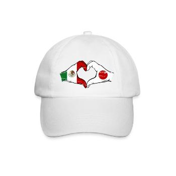 Mexiko Japan Flagge Hände Herzform used - Baseballkappe - Weiß/Weiß - Vorne