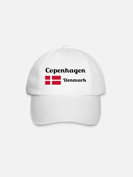 Kopenhagen, Dänemark - Stylische Drucke - Baseballkappe - Weiß/Weiß